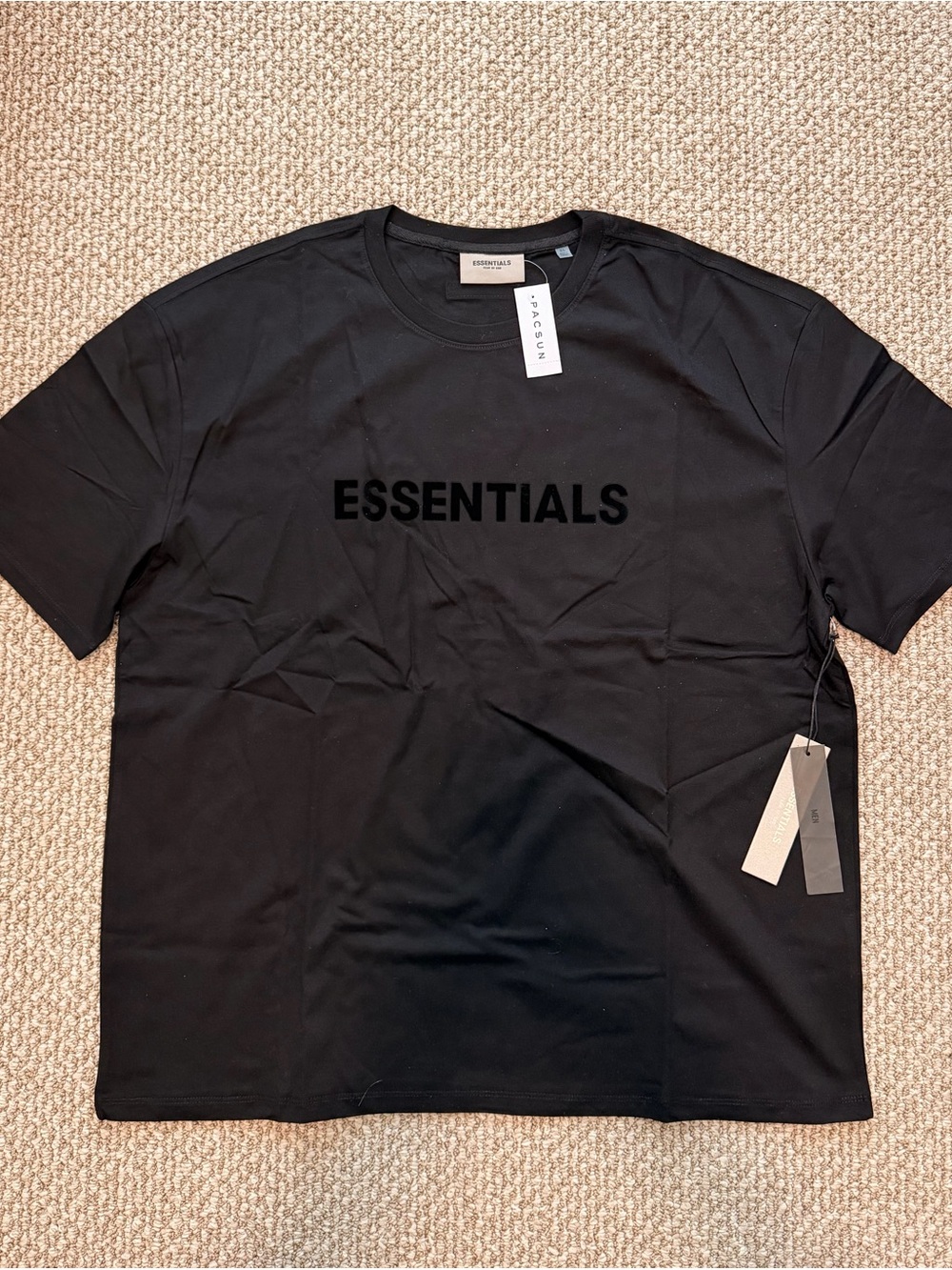 ESSENTIALS Black Logo Short Sleeve Tee